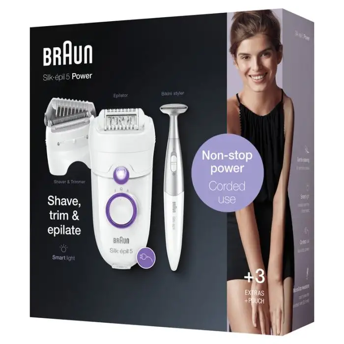 Braun Silk-épil 5 -825 Power Epilatore Donna Primi Utilizzi Delicato Con Filo Senza Interruzioni, Testina Radente, Cappuccio Regolator , 136403 , Immagine 8