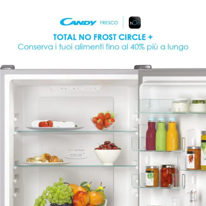 Candy Fresco CCE4T618ES frigorifero con congelatore Libera installazione 341 L E Argento , 143751 , Immagine 4