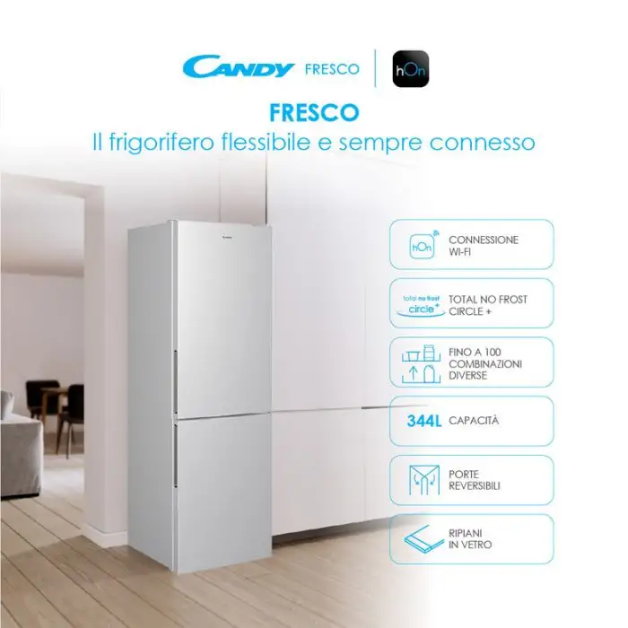 Candy Fresco CCE4T618ES frigorifero con congelatore Libera installazione 341 L E Argento , 143751 , Immagine 3