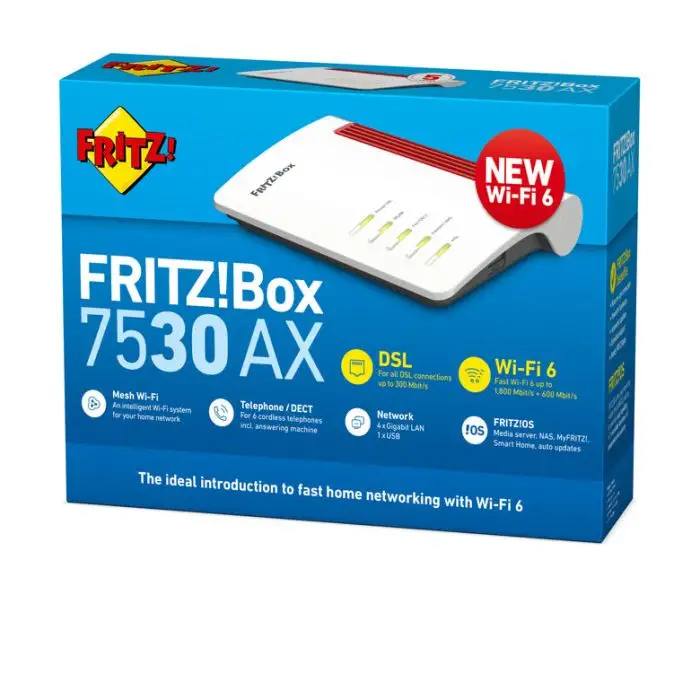 AVM FRITZ!Box 7530 AX router wireless Gigabit Ethernet Dual-band (2.4 GHz/5 GHz) Rosso, Bianco , 137497 , Immagine 3