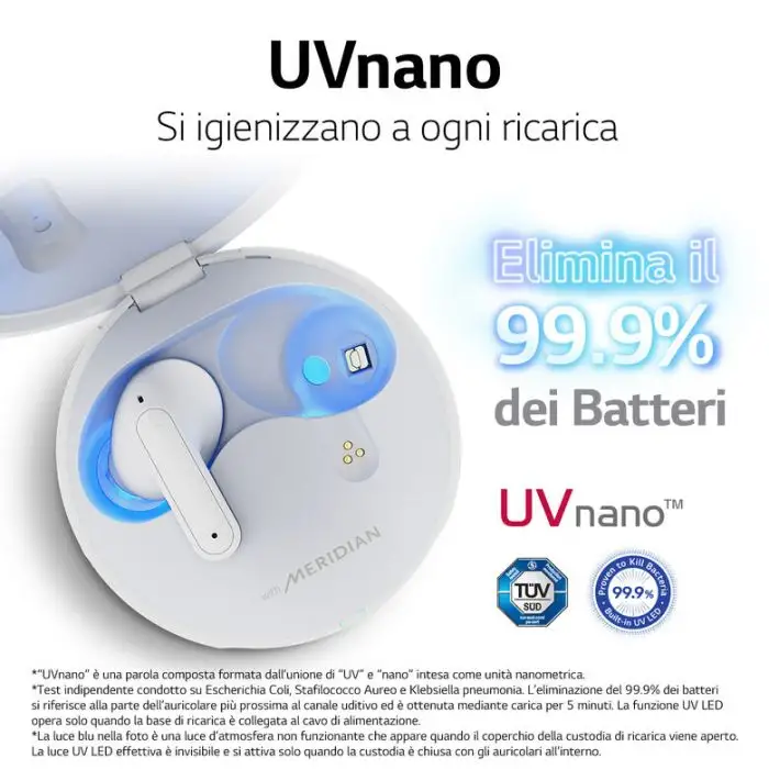 LG TONE Free FP9 - Cuffie True Wireless Bluetooth UVnano (Bianco) , 138549 , Immagine 29