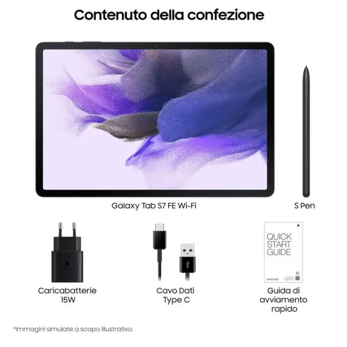 Samsung Galaxy Tab S7 FE Tablet Android 12,4 Pollici Wifi RAM 4 GB 64 GB Tablet Android 11 Black , Tablet , 137571 , Immagine 7