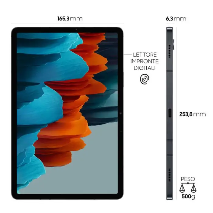 Samsung Galaxy Tab S7 LTE SM-T875NZKAEUE 4G 128 GB 27,9 cm (11&quot;) Qualcomm Snapdragon 6 GB Wi-Fi 6 (802.11ax) Android 11 Nero , 131477 , Immagine 2