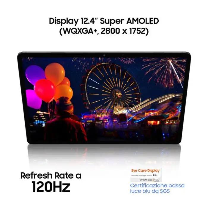 Samsung Galaxy Tab S7+ Wi-Fi SM-T970 128 GB 31,5 cm (12.4&quot;) Qualcomm Snapdragon 6 GB Wi-Fi 6 (802.11ax) Android 11 Nero , 131478 , Immagine 3