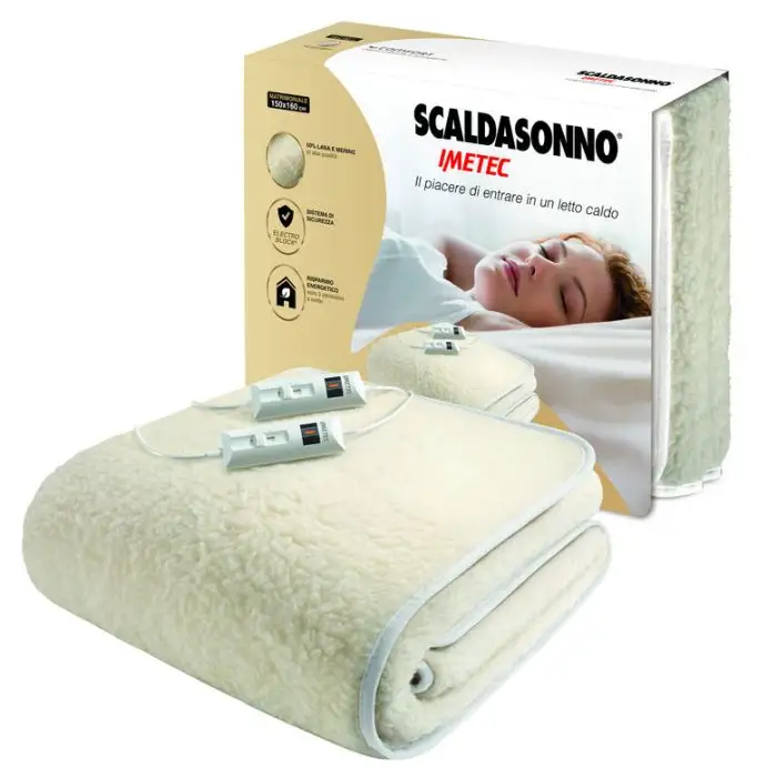 Imetec Scaldasonno Adapto matrimoniale 150x160 cm, Basso consumo,  Riscaldamento rapido, Temperatura personalizzata, Cotone con trattamento  antibatterico, 2 comandi separati, 6 temperature