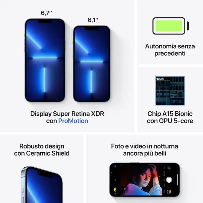 Apple iPhone 13 Pro 128GB Azzurro Sierra , 138512 , Immagine 8