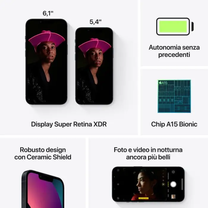 TIM iPhone 13 128GB Mezzanotte , 139662 , Immagine 7