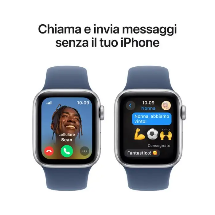 Apple Watch SE GPS + Cellular 40mm Cassa in Alluminio Color Argento con Denim Sport Band - S/M , 155599 , Immagine 4