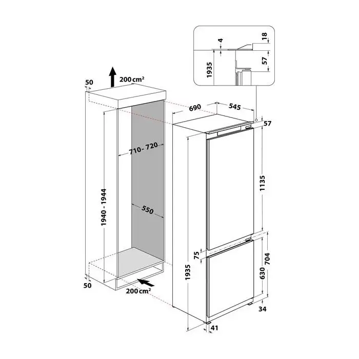 Indesit IND 401 frigorifero con congelatore Da incasso 400 L F Bianco , 141137 , Immagine 16