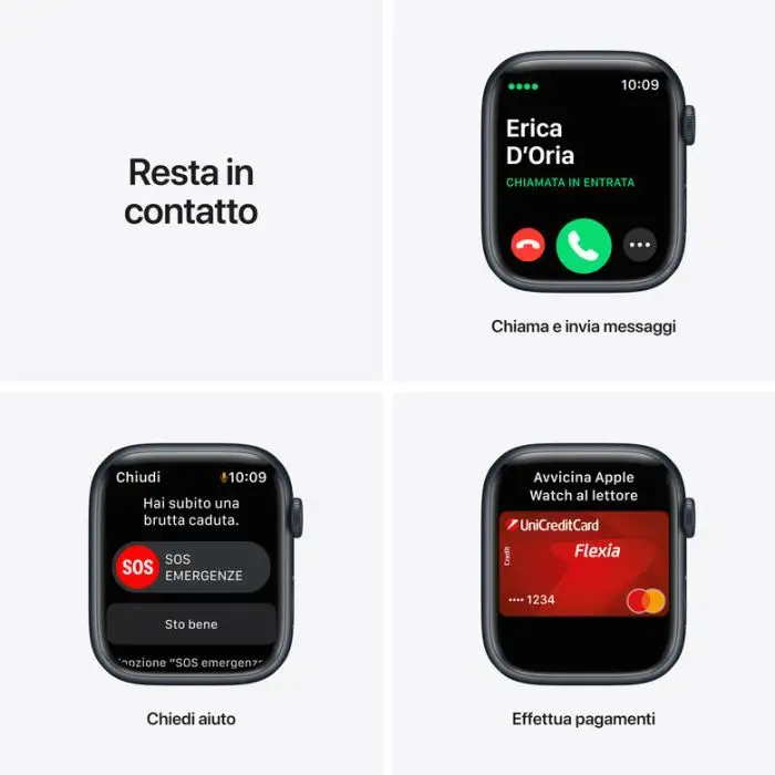 Apple Watch Nike Series 7 GPS + Cellular, 45mm Cassa in Alluminio Mezzanotte con Cinturino Sport Antracite/Nero , 139049 , Immagine 7