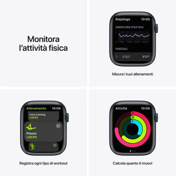 Apple Watch Nike Series 7 GPS + Cellular, 45mm Cassa in Alluminio Mezzanotte con Cinturino Sport Antracite/Nero , 139049 , Immagine 6