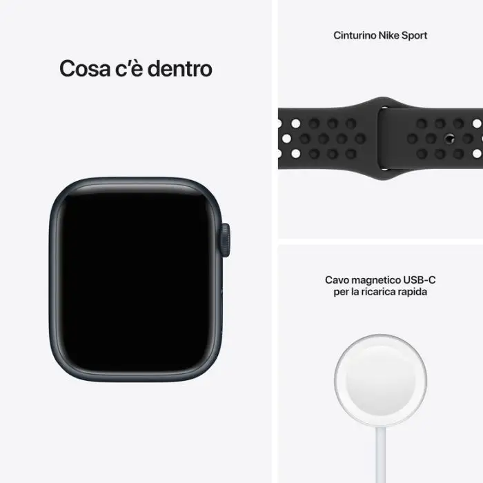 Apple Watch Nike Series 7 GPS + Cellular, 45mm Cassa in Alluminio Mezzanotte con Cinturino Sport Antracite/Nero , 139049 , Immagine 9