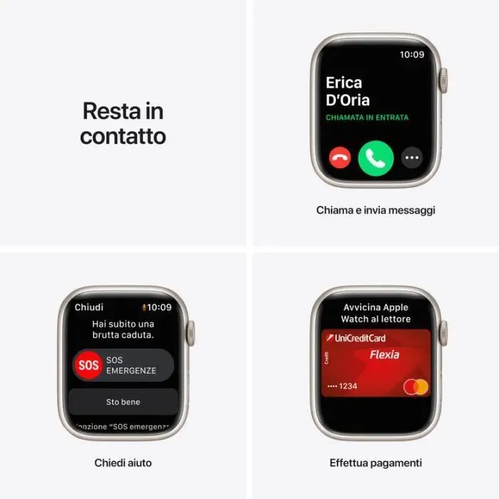 Apple Watch Nike Series 7 GPS, 45mm Cassa in Alluminio Galassia con Cinturino Sport Platino Puro/Nero , 139051 , Immagine 7
