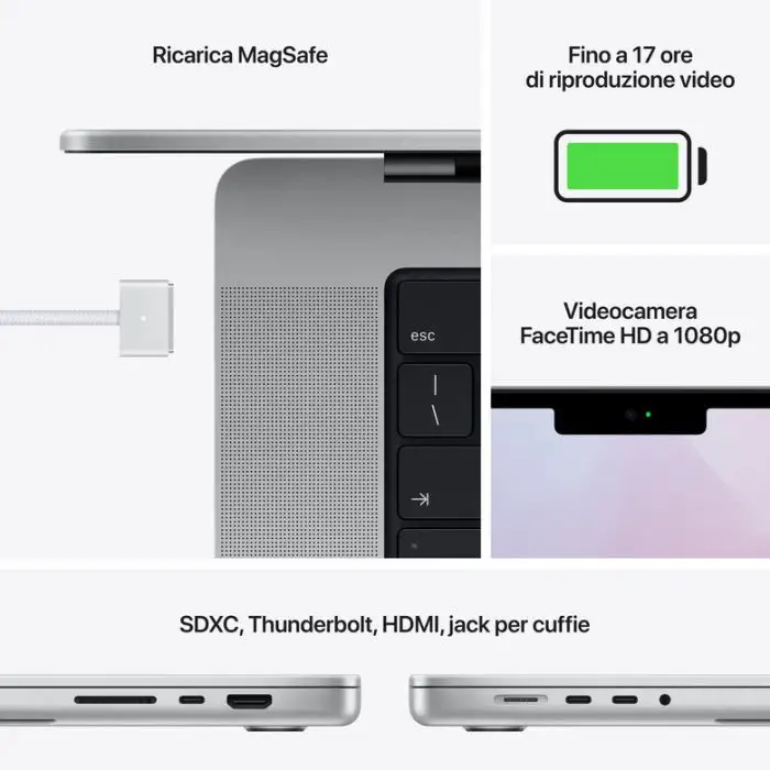 Apple MacBook Pro 14&quot; chip M1 Pro 8‑core CPU 14‑core GPU 512GB SSD Argento , Computer e portatili , 139261 , Immagine 7