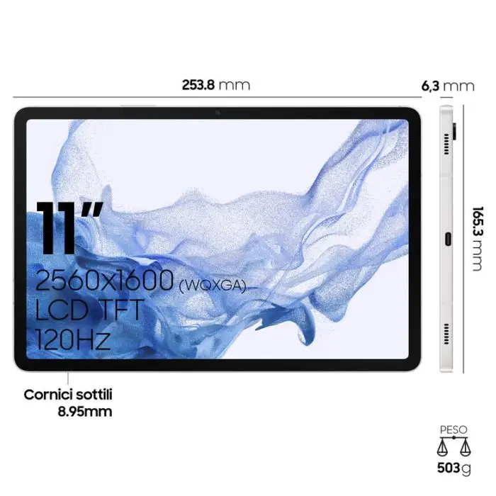 Samsung Galaxy Tab S8 Tablet Android 11 Pollici Wi-Fi RAM 8 GB 128 GB Tablet Android 12 Silver [Versione italiana] , 140407 , Immagine 12