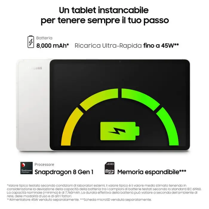 Samsung Galaxy Tab S8 Tablet Android 11 Pollici Wi-Fi RAM 8 GB 128 GB Tablet Android 12 Silver [Versione italiana] , 140407 , Immagine 17