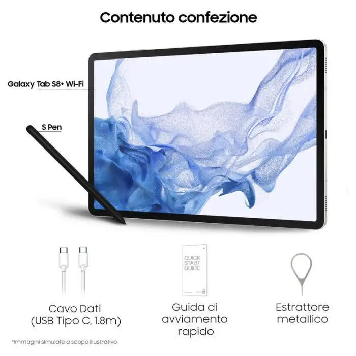 Samsung Galaxy Tab S8+ Tablet Android 12.4 Pollici Wi-Fi RAM 8 GB 256 GB Tablet Android 12 Silver [Versione italiana] , 140414 , Immagine 18