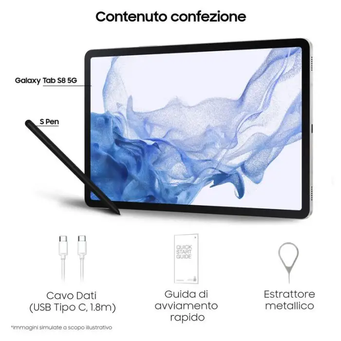 Samsung Galaxy Tab S8 Tablet Android 11 Pollici 5G RAM 8 GB 128 GB Tablet Android 12 Silver , 140411 , Immagine 18