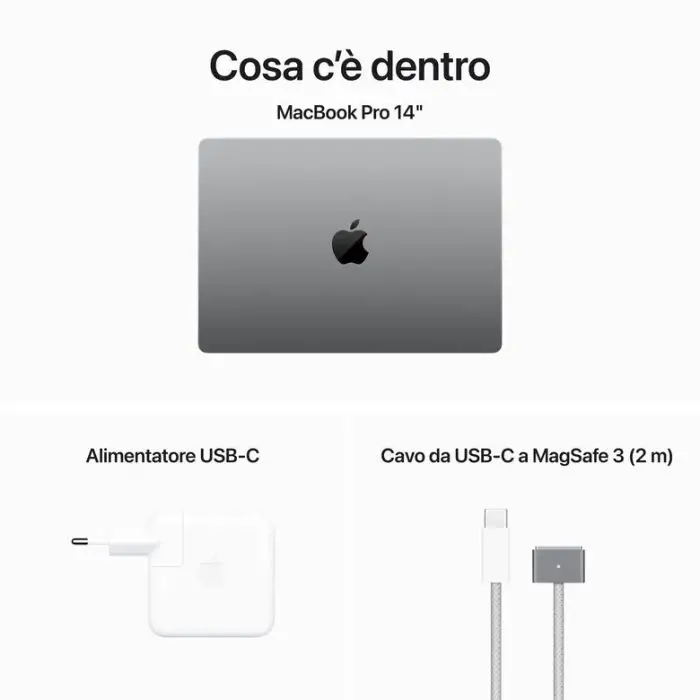 Apple MacBook Pro 14&#039;&#039; M3 chip con 8‑core CPU e 10‑core GPU, 512GB SSD - Grigio Siderale , 150871 , Immagine 10