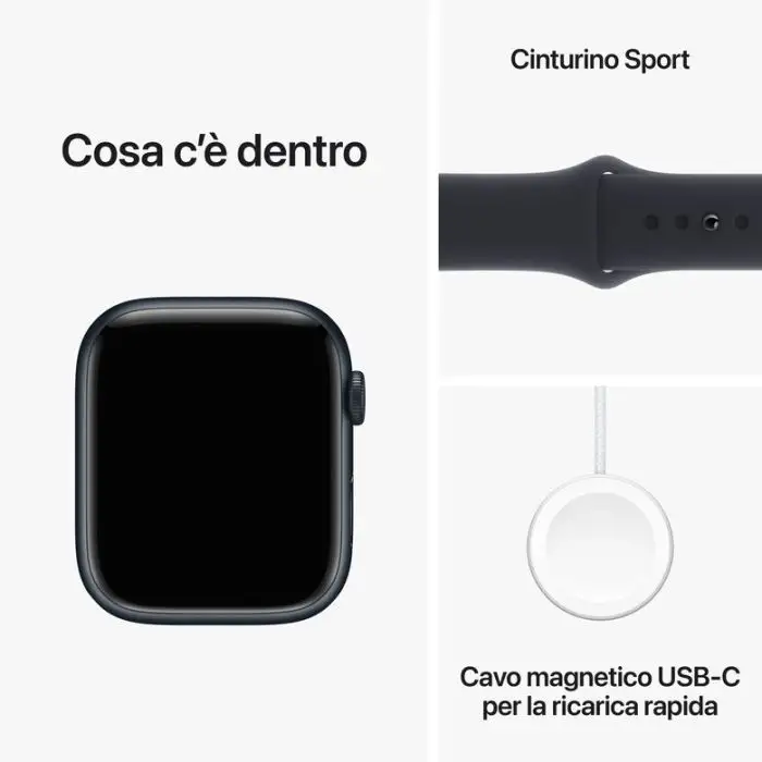 Apple Watch Series 9 GPS Cassa 45mm in Alluminio Mezzanotte con Cinturino Sport Loop Mezzanotte , 149754 , Immagine 10