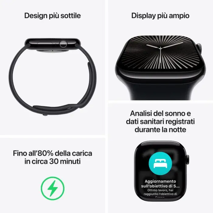 Apple Watch Series 10 GPS 46mm Cassa in Alluminio Color Argento con Denim Sport Band - S/M , 155563 , Immagine 3
