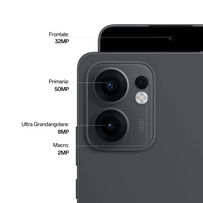 OPPO Reno13 FS 5G AI Smartphone, Tripla fotocamera 50+8+2MP, Selfie 32MP, Display 6.67” 120HZ AMOLED FHD+, 5800mAh, RAM 12GB(Esp4GB/8GB/12GB)+ROM 512GB, [Versione Italia], Graphite Grey , Default Category , 157515 , Immagine 2