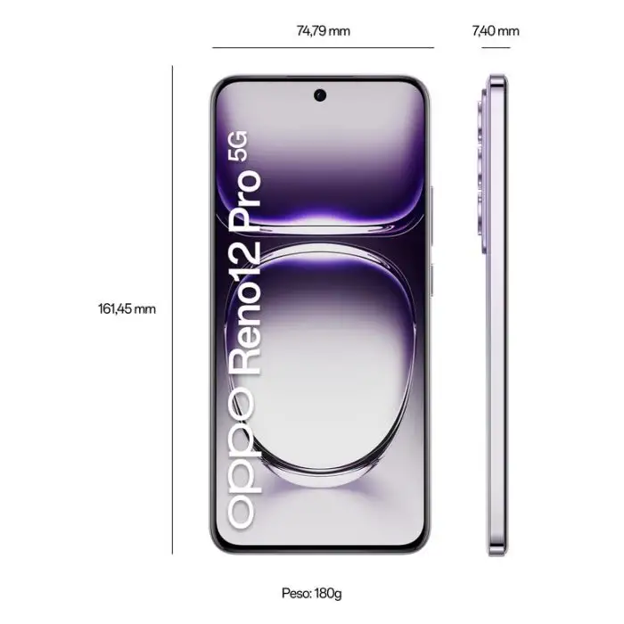 OPPO Reno12 Pro 5G AI Smartphone, Tripla fotocamera 50+50+8MP, Selfie 50MP, Display 6.7” 120HZ AMOLED FHD+, 5000mAh, RAM 12GB(Esp4GB/8GB/12GB)+ROM 512GB, [Versione Italia], Nebula Silver , 154127 , Immagine 7