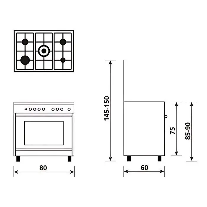 Glem Gas SA865MI6 Cucina Multifunzione con Forno Elettrico Ventilato 80 X 60 , 157254 , Immagine 2
