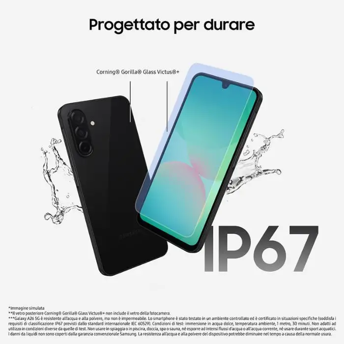 Samsung Galaxy A26 5G Smartphone con Funzioni intelligenti Display Super AMOLED 6.7” 8/256GB 5.000 mAh memoria espandibile Mint , 158059 , Immagine 3