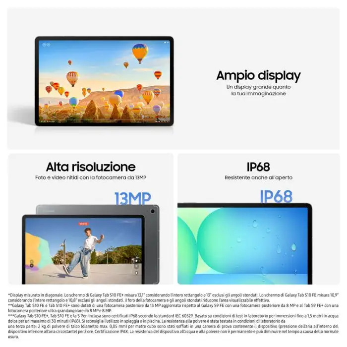 Samsung Galaxy Tab S10 FE+ Tablet Android Display 13.1 Pollici Wifi 12/256GB 10.090 mAh S Pen Android 15 Gray , 158218 , Immagine 4