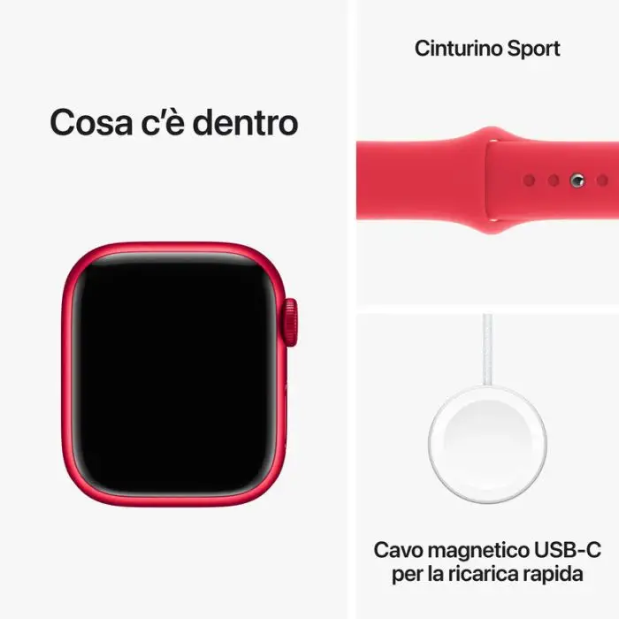 Apple Watch Series 9 GPS Cassa 41m in Alluminio (PRODUCT)RED con Cinturino Sport Band (PRODUCT)RED - S/M , 149786 , Immagine 10