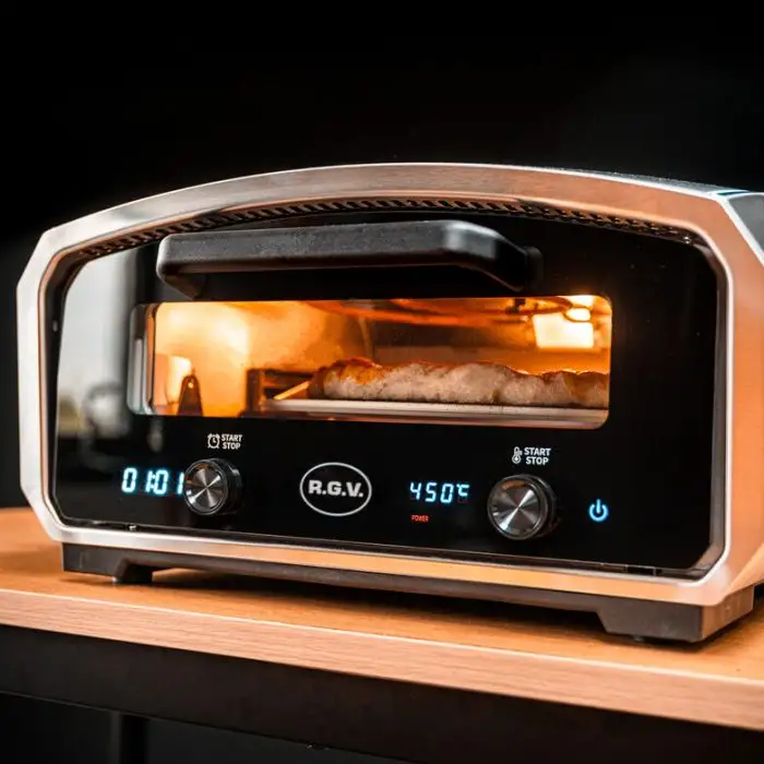 R.G.V. Forno Pizza Vulcano 33cm Piatto Girevole 450 Gradi Touchscreen Silver/nero  , 154467 , Immagine 4