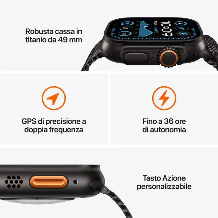 Apple Watch Ultra 2 GPS + Cellular 49mm Cassa Titanio Nero con Nero Trail Loop - M/L , Pc Notebook , 155551 , Immagine 3