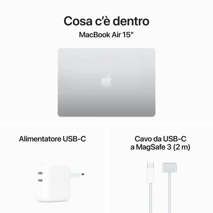 Apple MacBook Air 15&quot;: Chip M3 con CPU 8-core e GPU 10-core, 512GB SSD - Argento , 156462 , Immagine 9