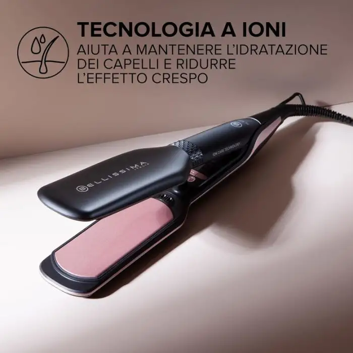 Bellissima Imetec XL ION, piastra lisciante per capelli, piastre larghe, ionizzatore, rivestimento ceramica e cheratina, 5 temperature da 150 a 230°C, riscaldamento rapido, cavo 1,8 m , 154591 , Immagine 5