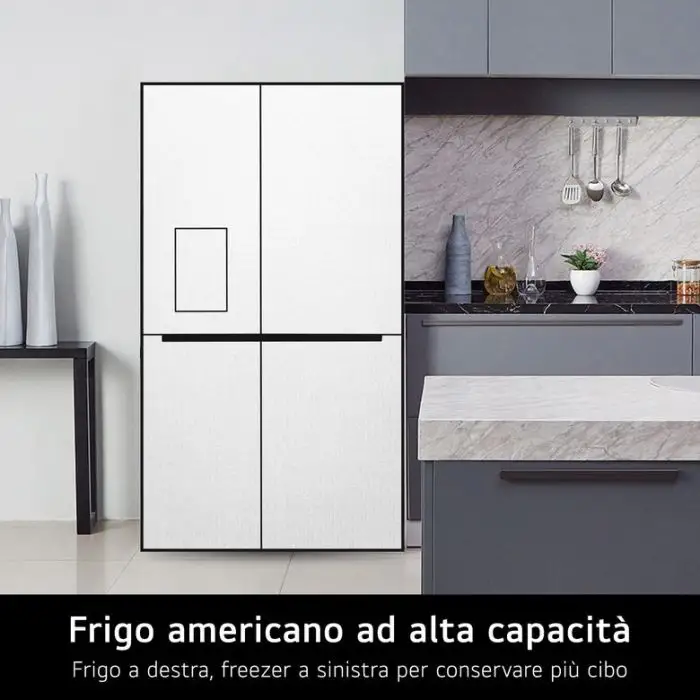 LG GSLE81PYBC Frigorifero Side-by-Side, Classe C, 628L, Wi-Fi, Dispenser senza allaccio, Total No Frost, Prime Silver , 156650 , Immagine 3