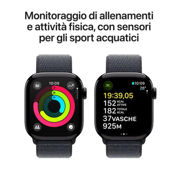 Apple Watch Series 10 Serie 10 GPS + Cellular 42mm Cassa in Alluminio color Jet Black con Sport Loop , 155629 , Immagine 4