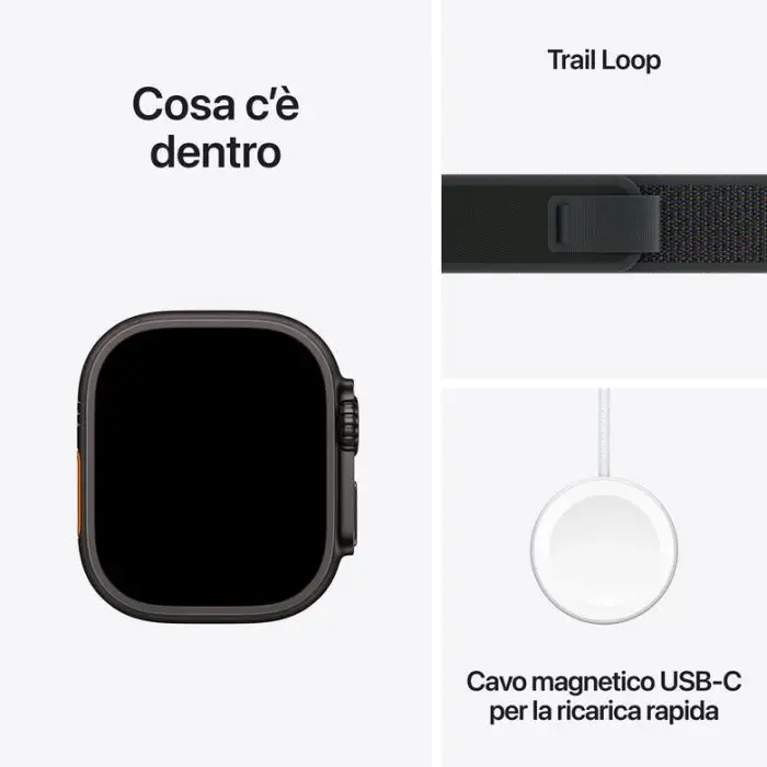 Apple Watch Ultra 2 GPS + Cellular 49mm Cassa Titanio Nero con Nero Trail Loop - M/L , Pc Notebook , 155551 , Immagine 9