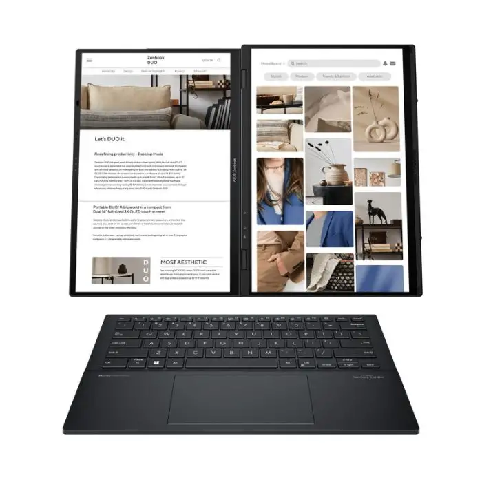 ASUS Zenbook Duo OLED UX8406MA-PZ286W Intel Core Ultra 7 155H Computer portatile 35,6 cm (14&quot;) Touch screen 3K 16 GB LPDDR5x-SDRAM 1 TB SSD Wi-Fi 6E (802.11ax) Windows 11 Home Grigio , Computer e portatili , 154149 , Immagine 3