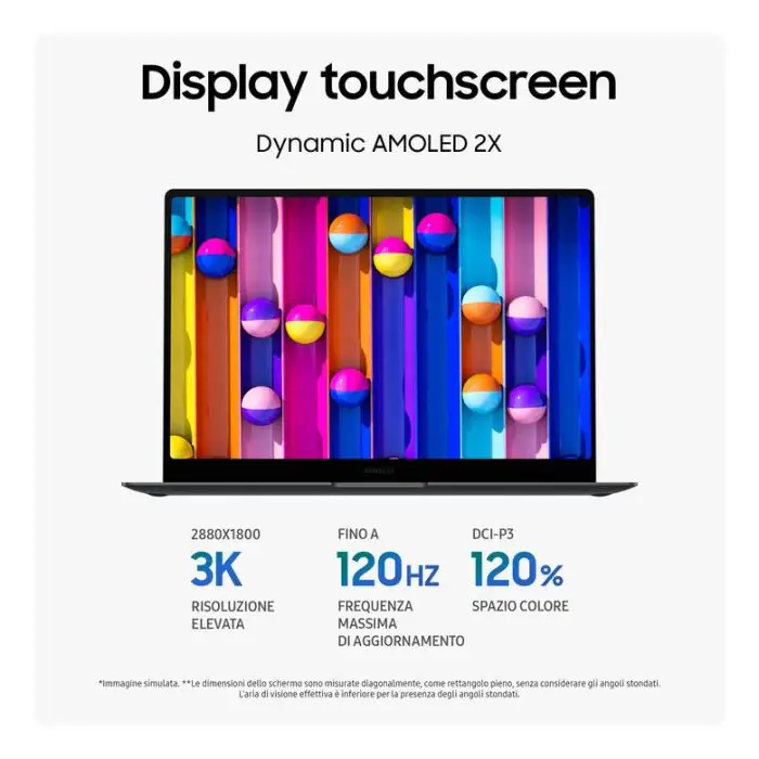 Samsung Galaxy Book5 Pro Intel Core Ultra 7 256V Computer portatile 35,6 cm (14&quot;) Touch screen WQXGA+ 16 GB LPDDR5x-SDRAM 512 GB SSD Wi-Fi 7 (802.11be) Windows 11 Home Grigio , 157614 , Immagine 5