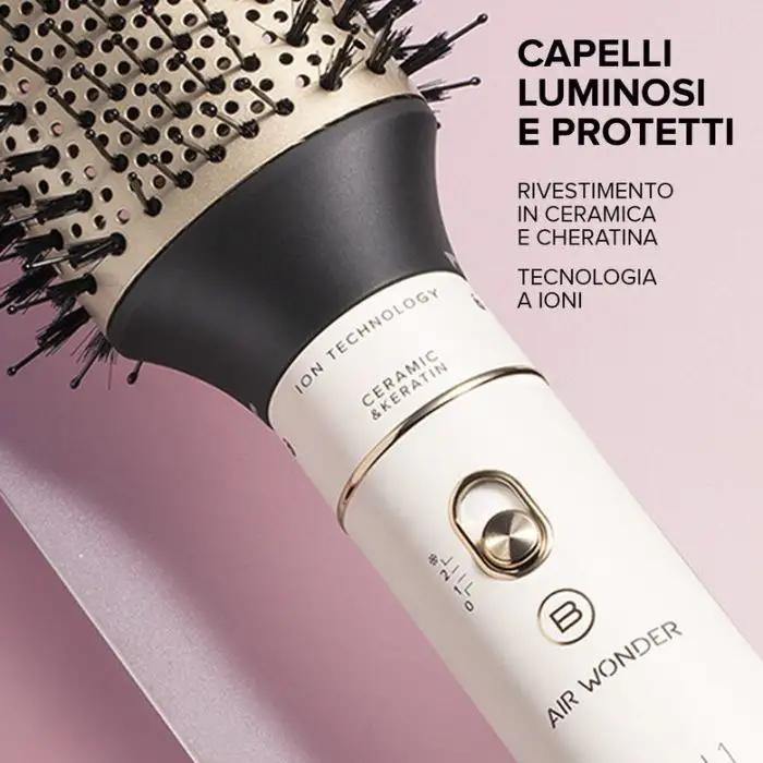 Bellissima Imetec Air Wonder, Spazzola Ad Aria Calda, Tecnologia A Ioni, Spazzole Rivestite In Ceramica E Cheratina, Asciuga, Dona Volume, 8 Accessori, 1000 W , 139743 , Immagine 10