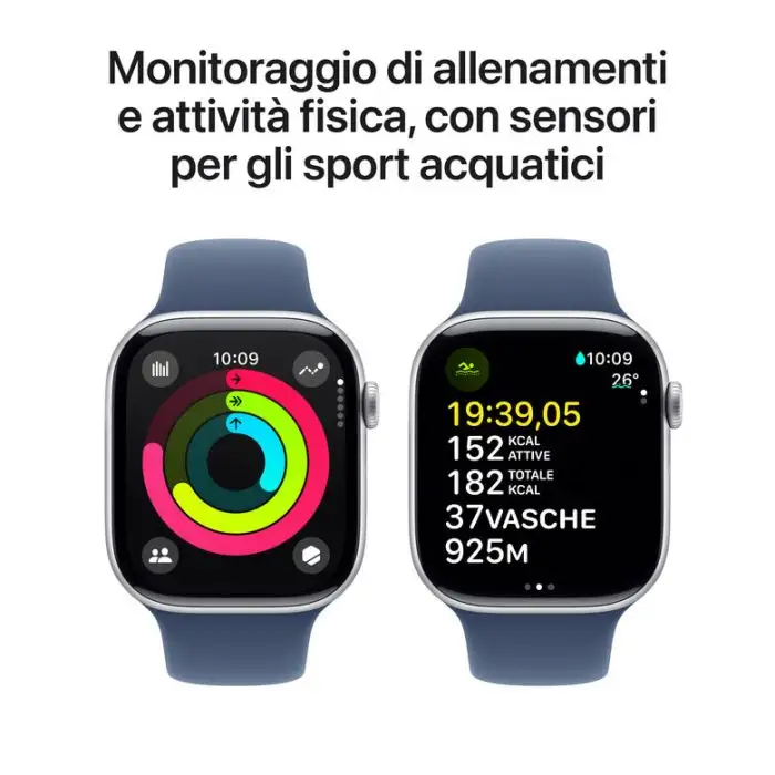 Apple Watch Series 10 GPS 46mm Cassa in Alluminio Color Argento con Denim Sport Band - S/M , 155563 , Immagine 4