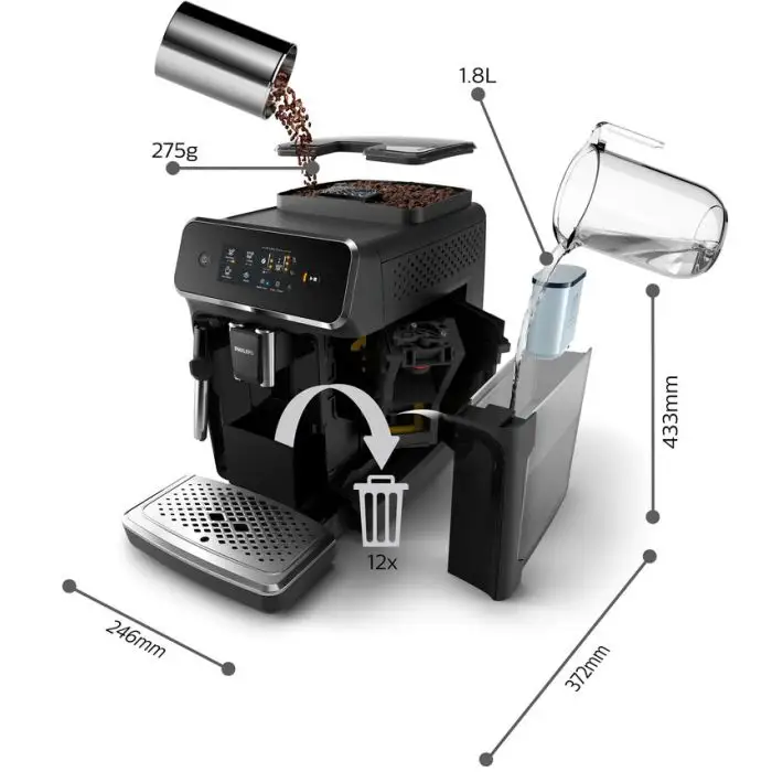 Philips 2200 series Series 2200 EP2221/40 Macchina da caffè automatica, 2 bevande, 1.8 L, 1500W , 152218 , Immagine 5