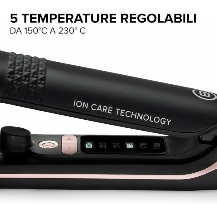 Bellissima Imetec XL ION, piastra lisciante per capelli, piastre larghe, ionizzatore, rivestimento ceramica e cheratina, 5 temperature da 150 a 230°C, riscaldamento rapido, cavo 1,8 m , 154591 , Immagine 6