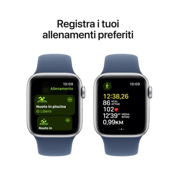 Apple Watch SE GPS + Cellular 40mm Cassa in Alluminio Color Argento con Denim Sport Band - S/M , 155599 , Immagine 6