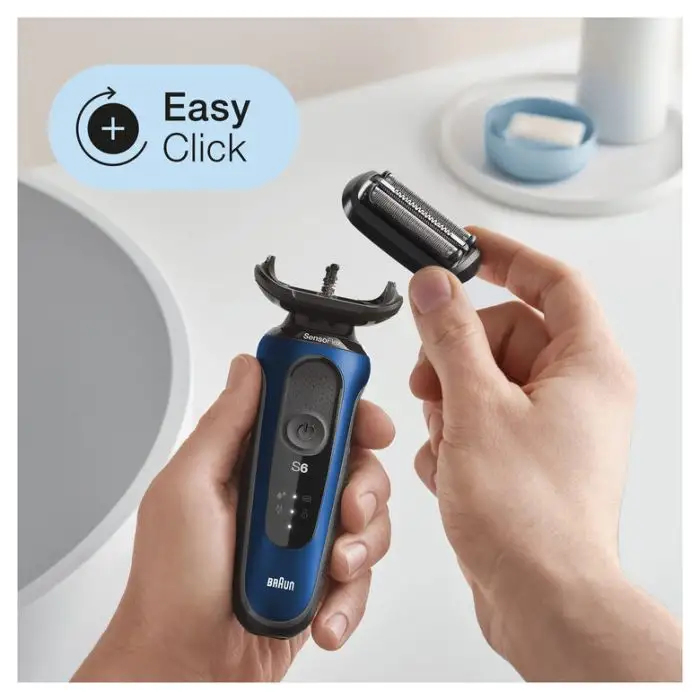 Braun Series 6 61-B1000s Rasoio Elettrico Uomo, SensoFlex, Wet&amp;Dry, Ricaricabile, Rasoio A Lamina Senza Fili, Blu , 157234 , Immagine 4