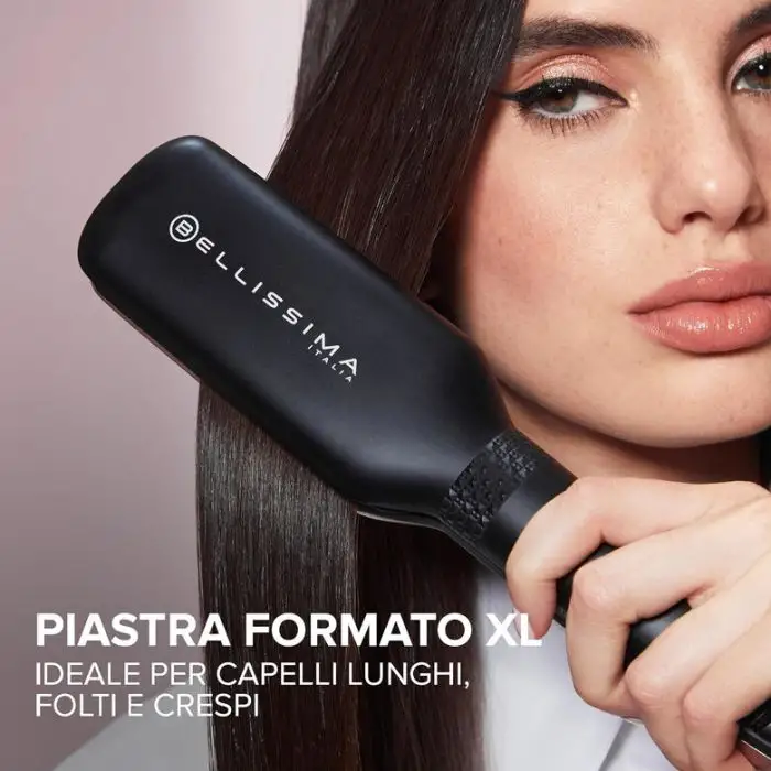 Bellissima Imetec XL ION, piastra lisciante per capelli, piastre larghe, ionizzatore, rivestimento ceramica e cheratina, 5 temperature da 150 a 230°C, riscaldamento rapido, cavo 1,8 m , 154591 , Immagine 3