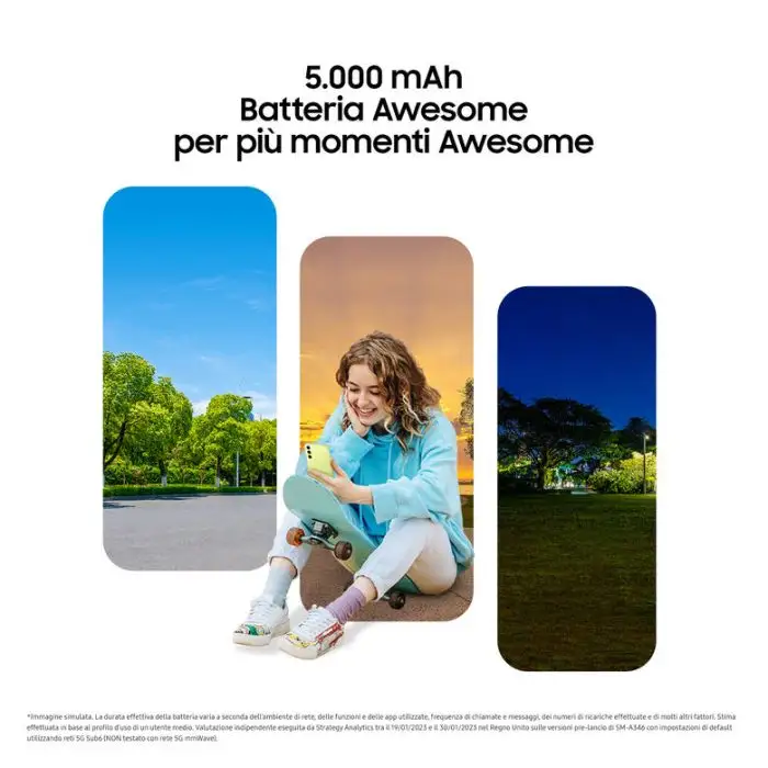 Samsung Galaxy A34 5G Display FHD+ Super AMOLED 6.6”, Android 13, 8GB RAM, 256GB, Doppia SIM, Batteria 5.000 mAh, Awesome Graphite , 146239 , Immagine 5