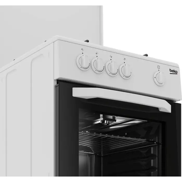 Beko Cucina CSG42009DW, (LxDxA) 50x50x85, Bianca, Forno a gas + grill, piano cottura a gas 4 zone, Coperchio in metallo , 155321 , Immagine 3