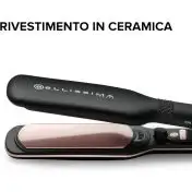 Bellissima Imetec XL ION, piastra lisciante per capelli, piastre larghe, ionizzatore, rivestimento ceramica e cheratina, 5 temperature da 150 a 230°C, riscaldamento rapido, cavo 1,8 m